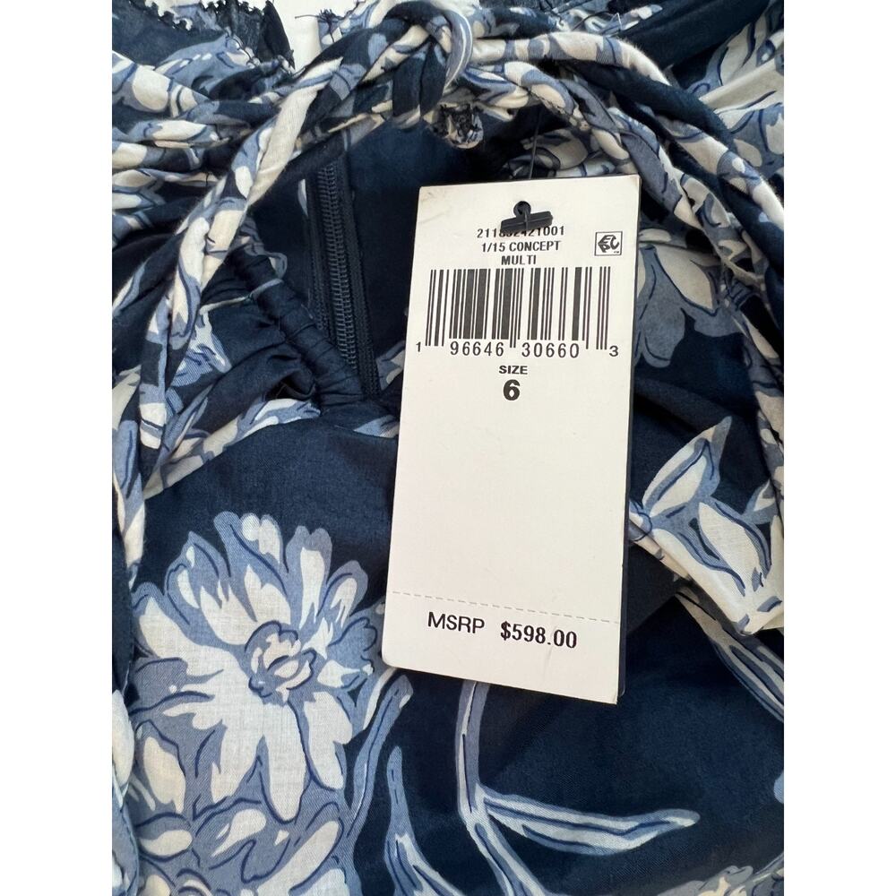 Polo Ralph Lauren Bloom Gathered Floral Cotton Cocktail Midi Dress Sz 6 $598 - Picture 3 of 16